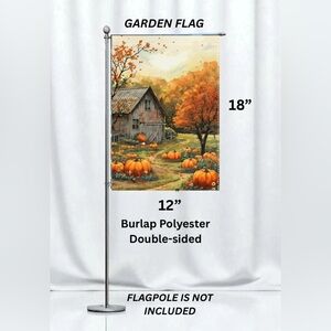Garden flag, Fall rustic barn pumpkins, 12” x 18”, polyester double-sided